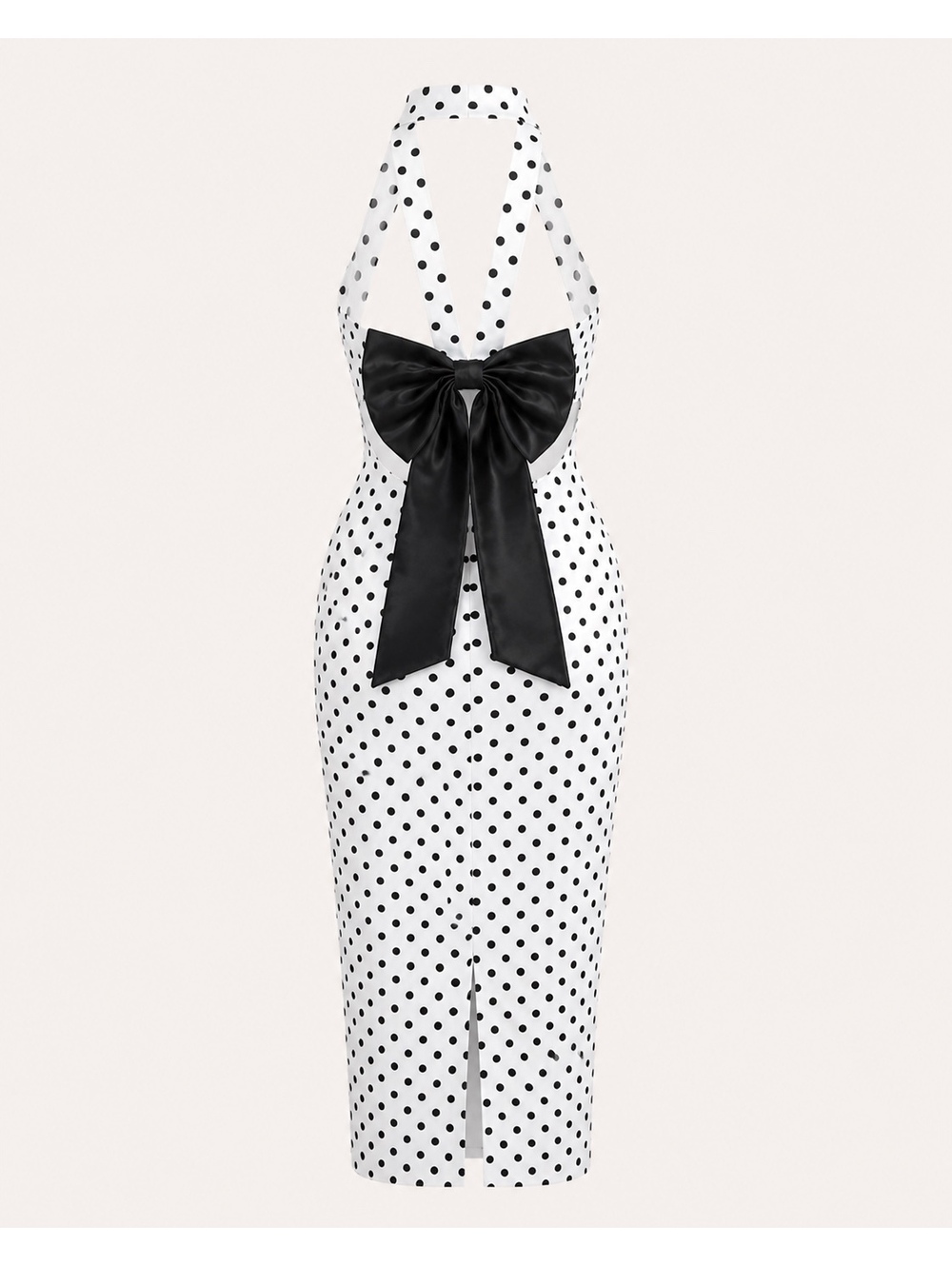 Sable & Red Polka Dot Backless Bow Midi Dress - Picture 5 of 9